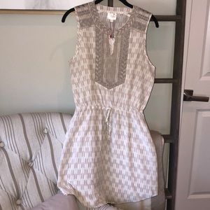 Parker cream tan sleeveless silk Drawstring dress